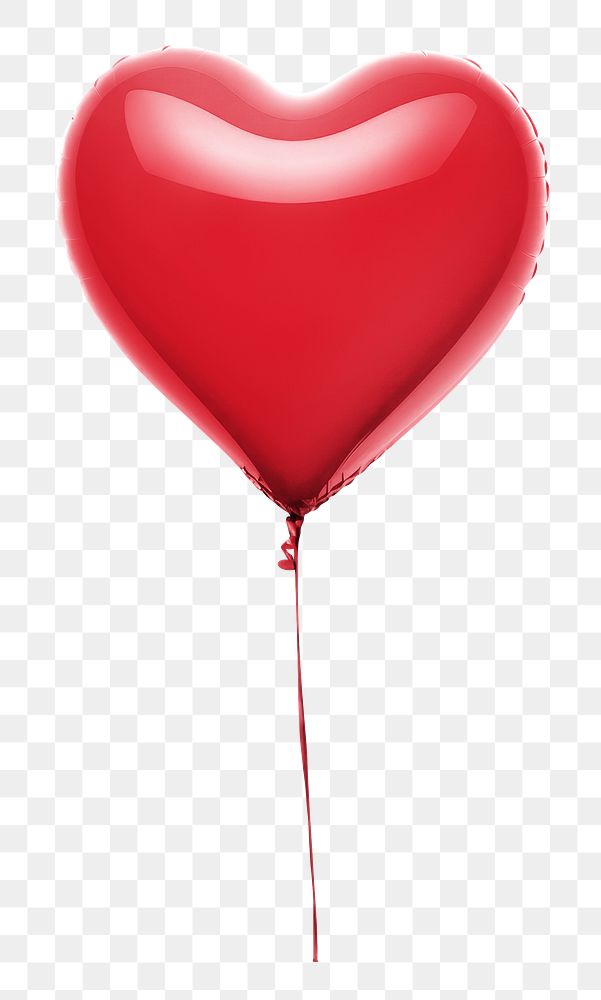 PNG red heart-shaped balloon, transparent background