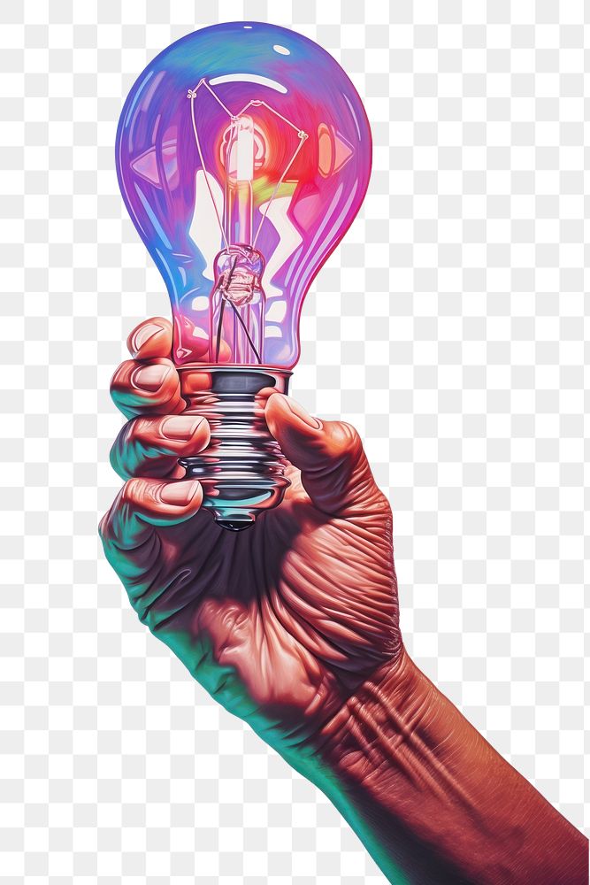 PNG A liightbulb held in a hand light lightbulb electricity. AI generated Image by rawpixel.