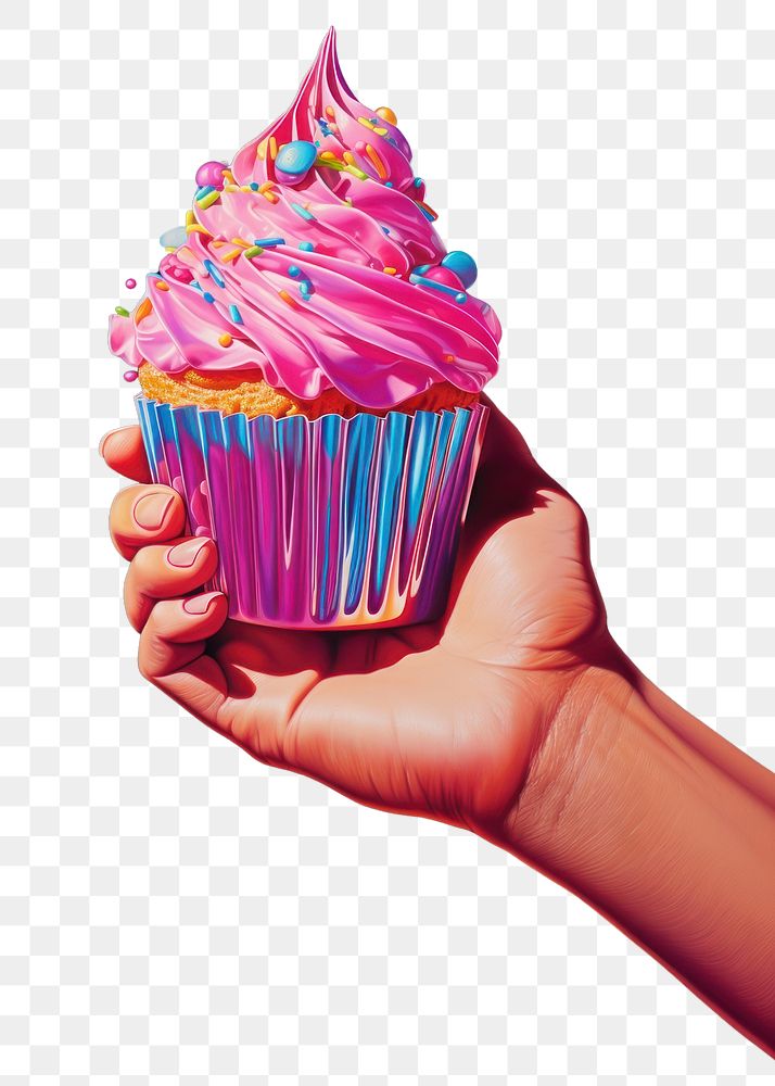 PNG A cupcake dessert holding food. AI generated Image by rawpixel.