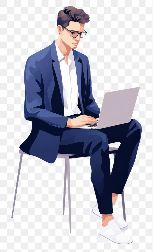 PNG A business man with laptop computer footwear sitting. AI generated Image by rawpixel.