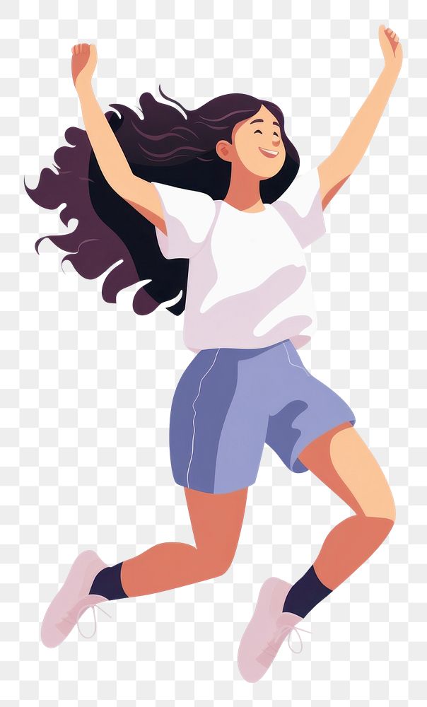 PNG An asian young girl jumping happily dancing white background exercising. AI generated Image by rawpixel.