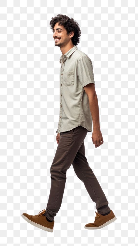 PNG  A man walking standing sleeve shirt. AI generated Image by rawpixel.