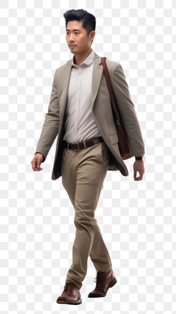 PNG  An asian man walking blazer shirt adult. AI generated Image by rawpixel.