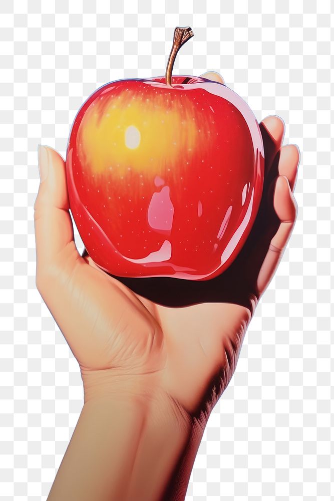PNG Apple holding produce fruit. AI generated Image by rawpixel.