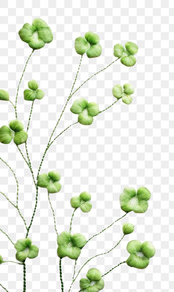 PNG Upper frame border with little lucky clover pattern backgrounds embroidery. AI generated Image by rawpixel.