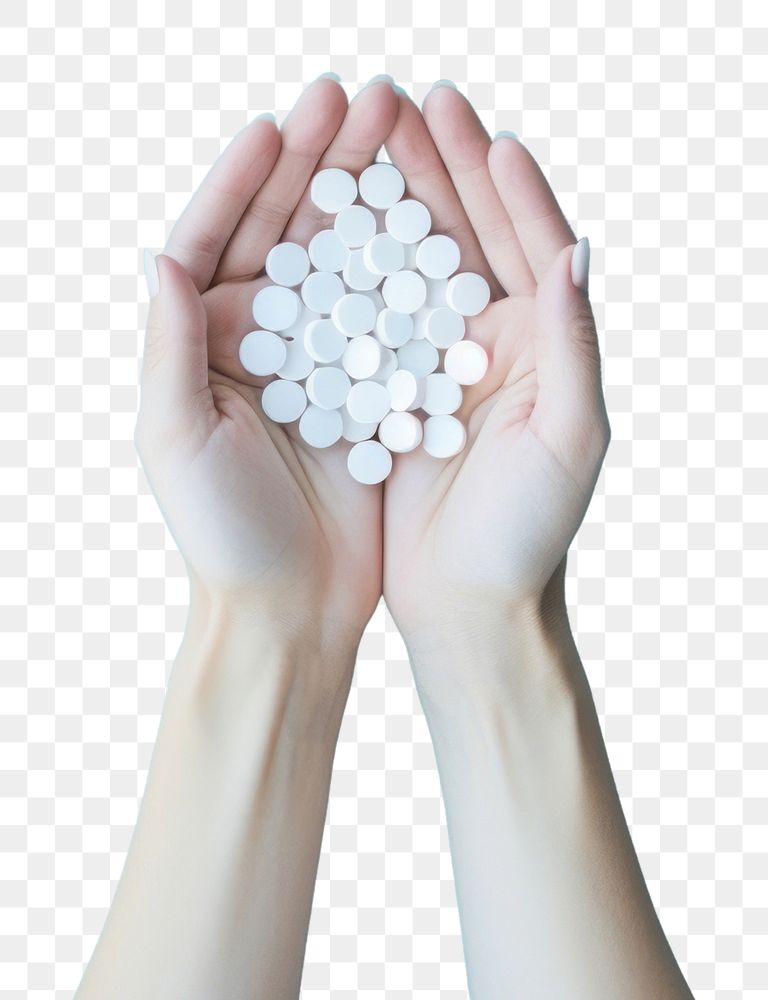 PNG Hands holding medicine blue pill blue background. AI generated Image by rawpixel.