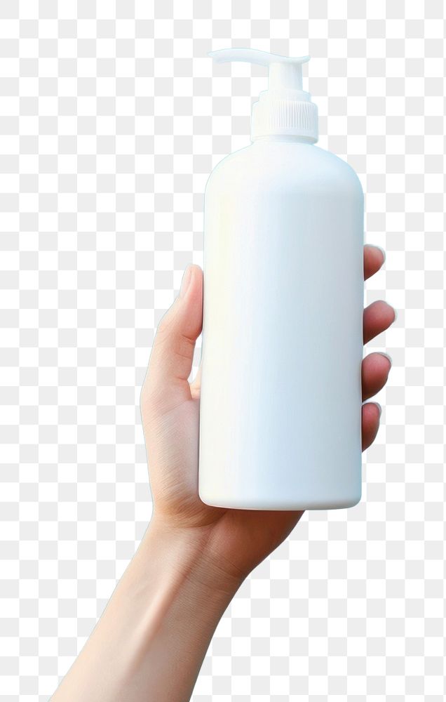 PNG Hands holding blank white squeeze bottle blue container hygiene. AI generated Image by rawpixel.