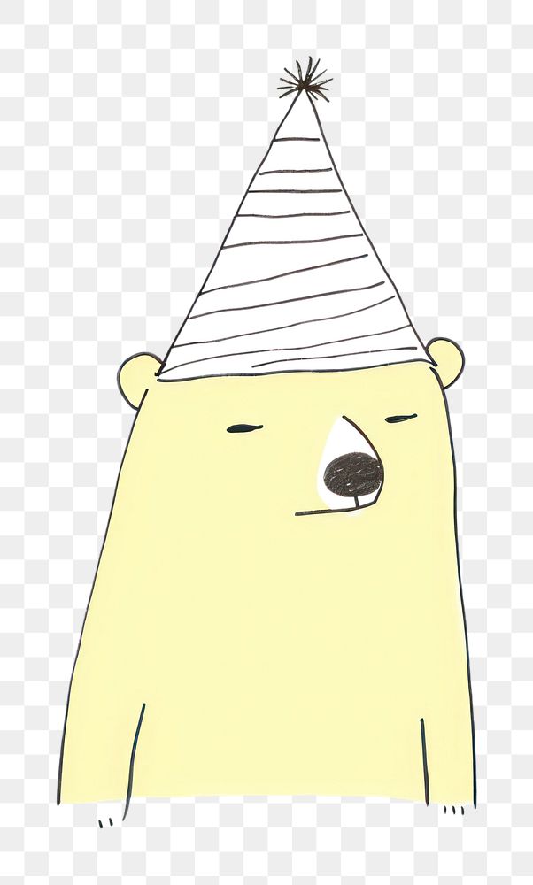 Minimal illustration of bear wearing party hat drawing sketch animal. AI generated Image by rawpixel.