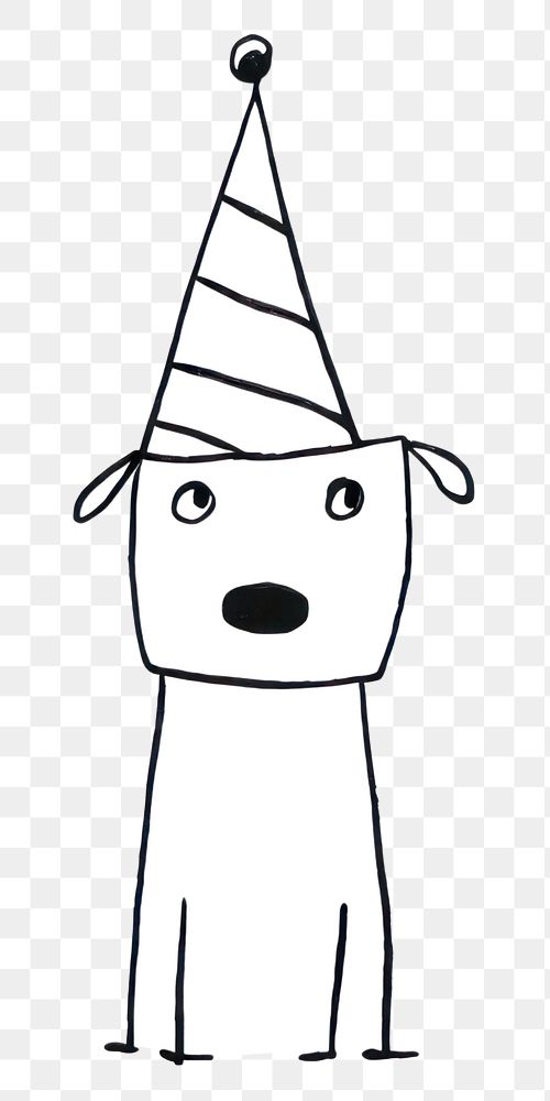 Minimal illustration of dog wear party hat drawing sketch line. AI generated Image by rawpixel.