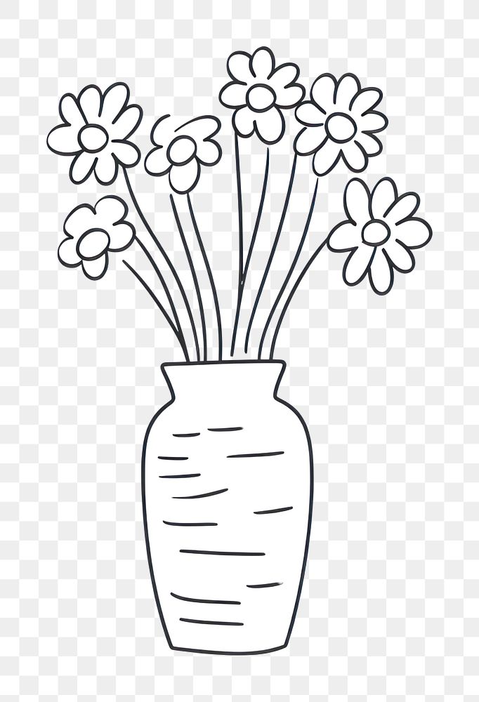 Minimal illustration of flower vase drawing sketch doodle. AI generated Image by rawpixel.