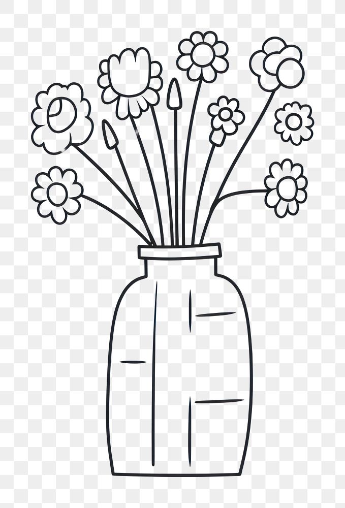 PNG Minimal illustration of flower vase drawing sketch doodle. AI generated Image by rawpixel.