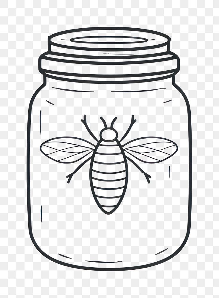 PNG Minimal illustration of honey jar drawing bottle sketch. AI generated Image by rawpixel.