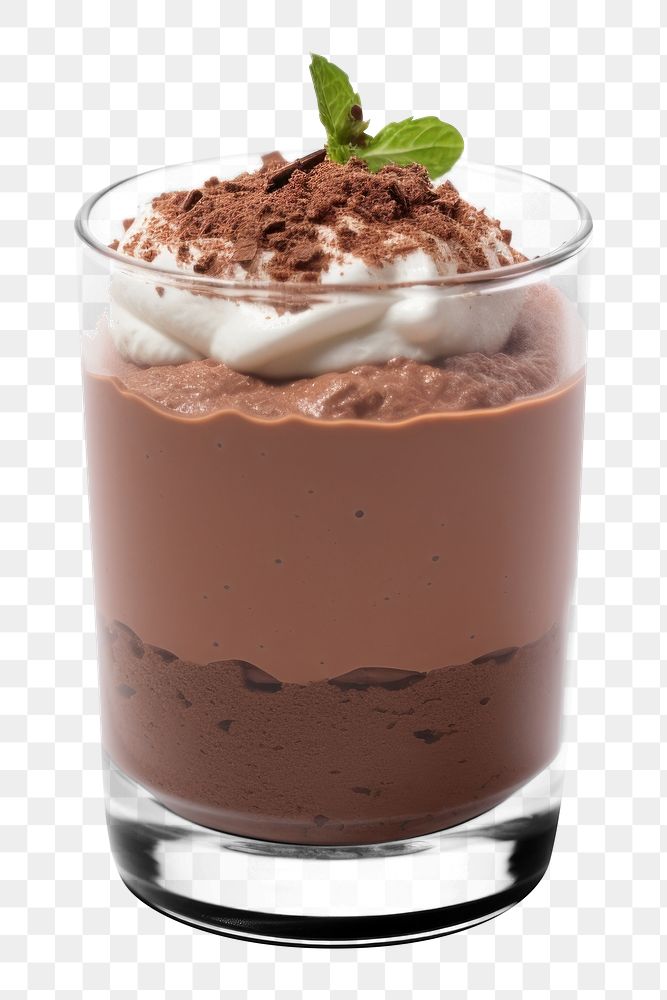 PNG Chocolate dessert mousse glass. AI generated Image by rawpixel.