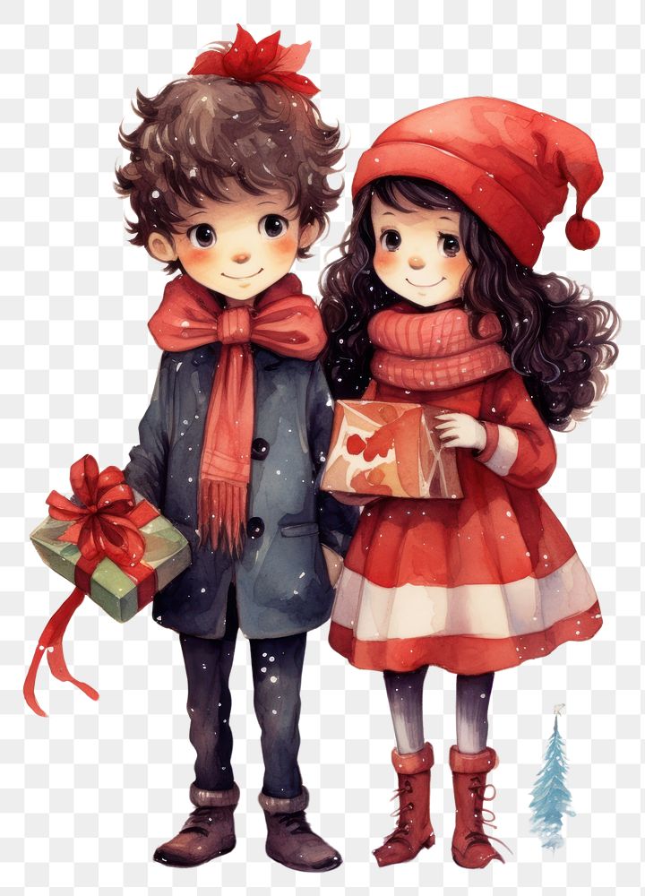 PNG  Couple christmas footwear doll. AI generated Image by rawpixel.