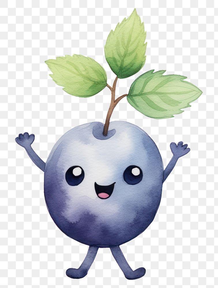 PNG  Dancing blueberry fruit plant cute. AI generated Image by rawpixel.