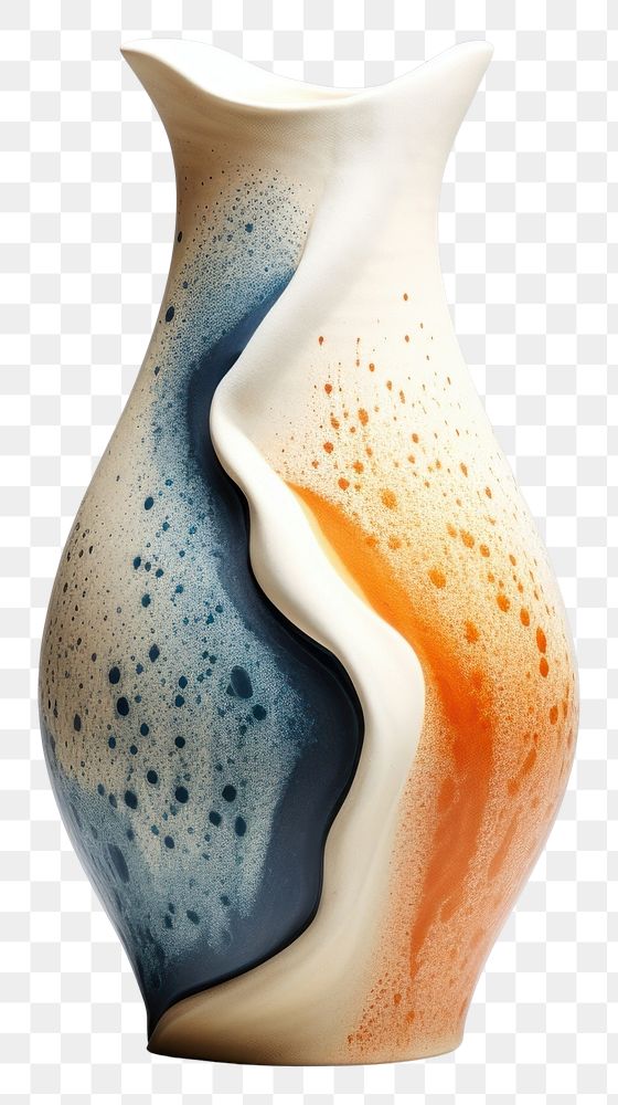 PNG Ceramic abstract vase porcelain pottery jug. AI generated Image by rawpixel.