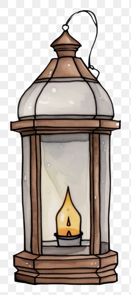 PNG  Ramadan lantern cartoon sketch lamp. AI generated Image by rawpixel.