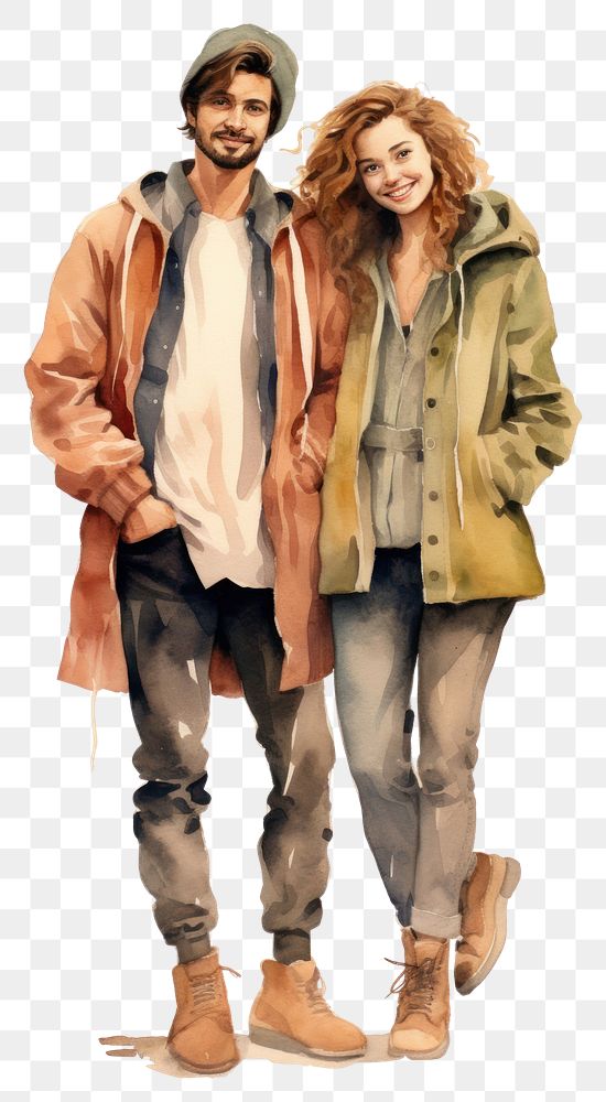 PNG  Couple jacket adult coat. AI generated Image by rawpixel.