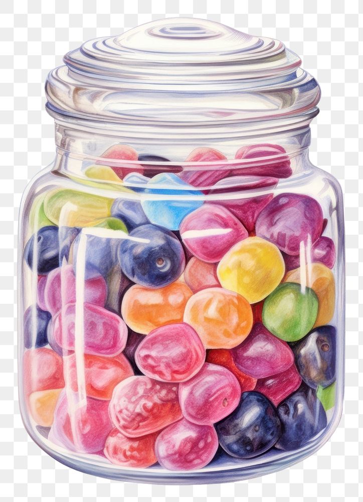PNG Candies in a jar painting food confectionery. AI generated Image by rawpixel.