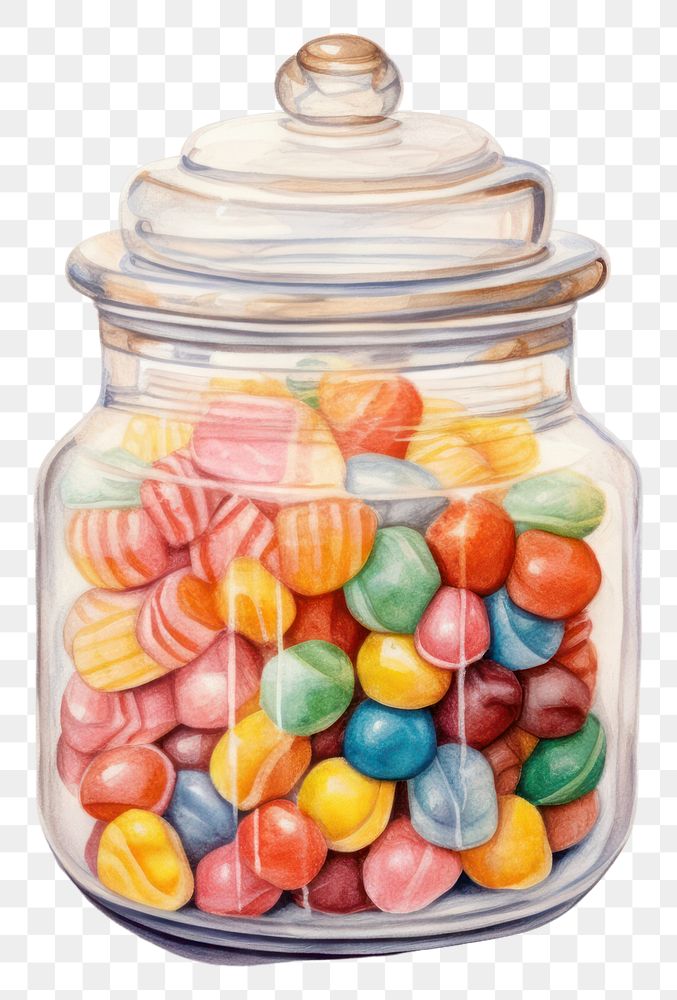 PNG Candies in a jar painting candy food. AI generated Image by rawpixel.