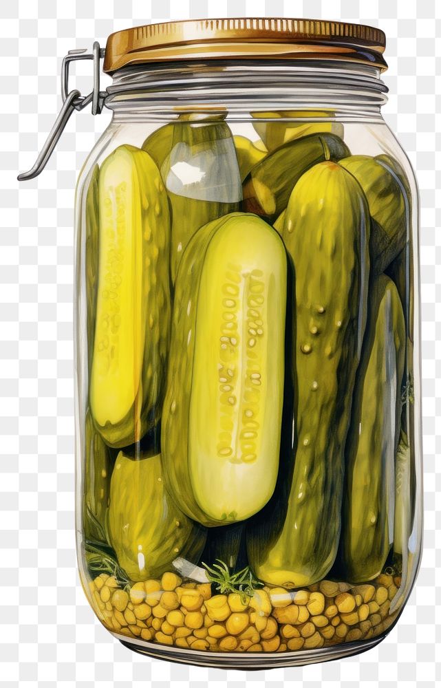 PNG Pickles in jar food vegetable container. AI generated Image by rawpixel.