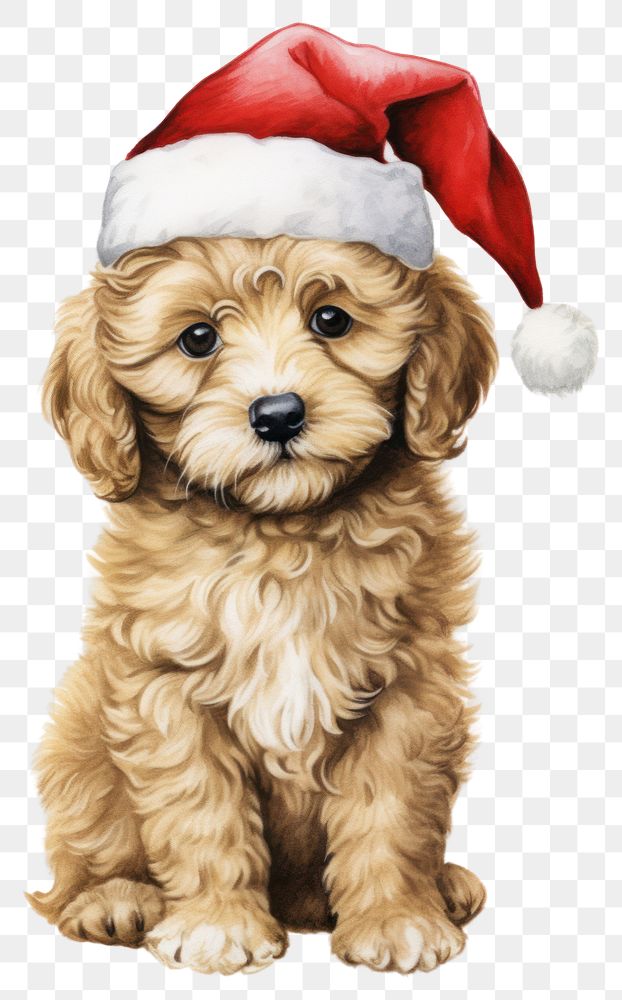PNG Puppy poodle wearing christmas hat mammal animal pet. AI generated Image by rawpixel.