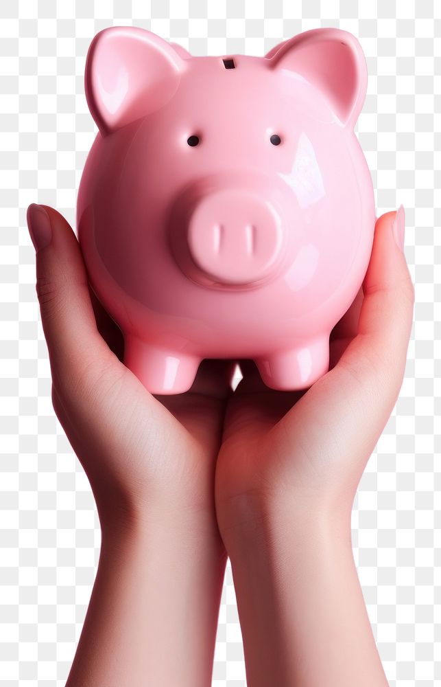 PNG Piggy bank pig holding pink. AI generated Image by rawpixel.