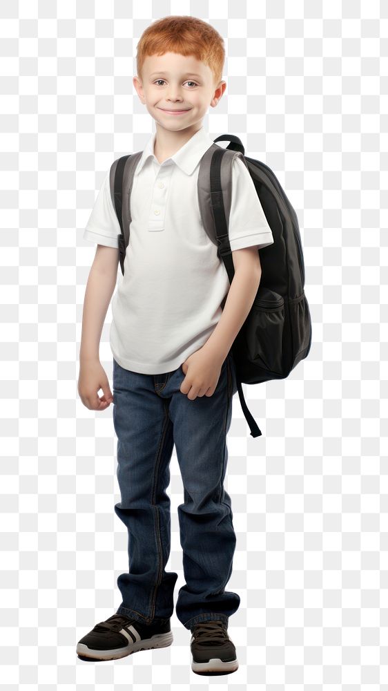 PNG Child with school backpack standing footwear bag. AI generated Image by rawpixel.