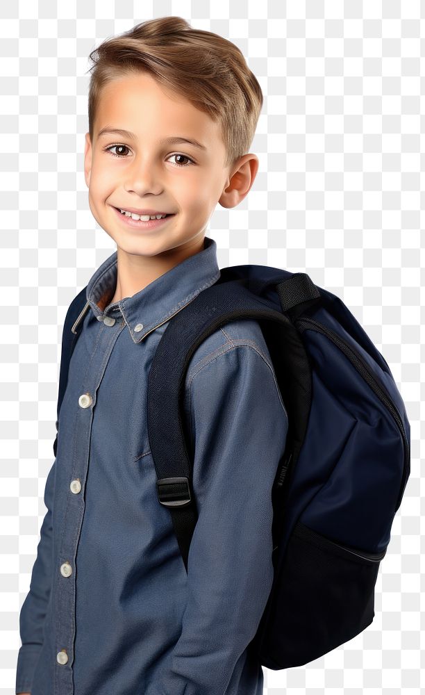 PNG Child with school backpack portrait standing jacket. AI generated Image by rawpixel.