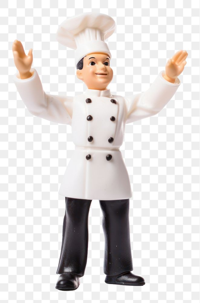 PNG Chef greeting pose figurine white background celebration. AI generated Image by rawpixel.