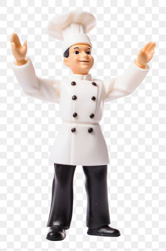 PNG Chef greeting pose figurine white background celebration. 