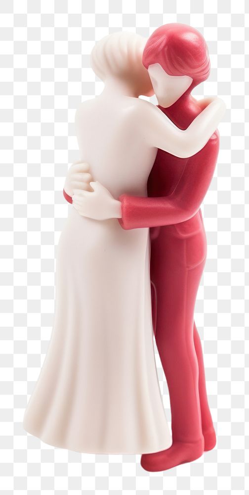 PNG Female hugging female figurine white background togetherness. AI generated Image by rawpixel.