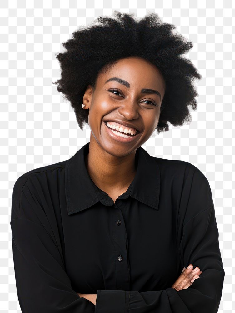 PNG Black Woman smilling portrait adult smile. AI generated Image by rawpixel.