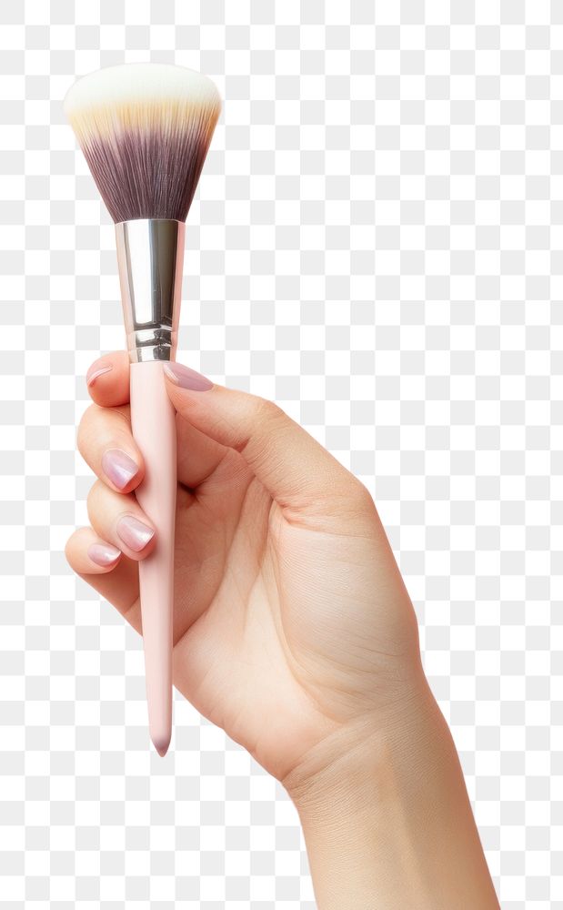 PNG Hands holding brush on and cosmetic brush cosmetics tool paintbrush. AI generated Image by rawpixel.