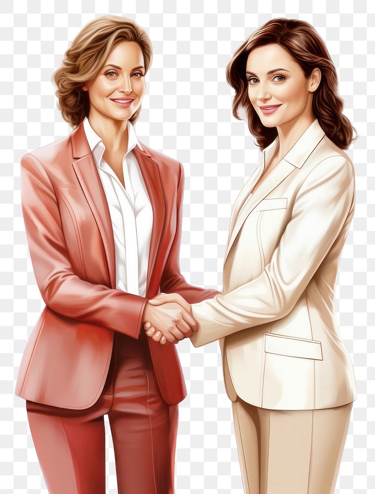 PNG  2 business women shaking hand togetherness cooperation friendship. AI generated Image by rawpixel.