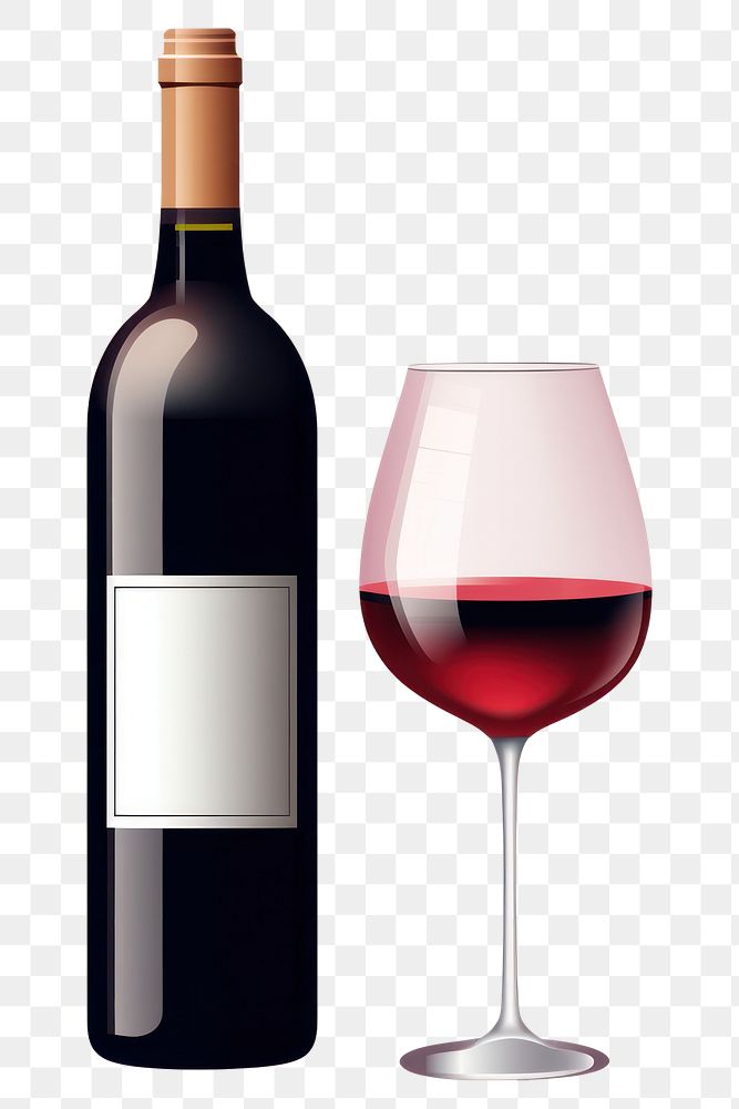 PNG  Red wine bottle glass drink. AI generated Image by rawpixel.