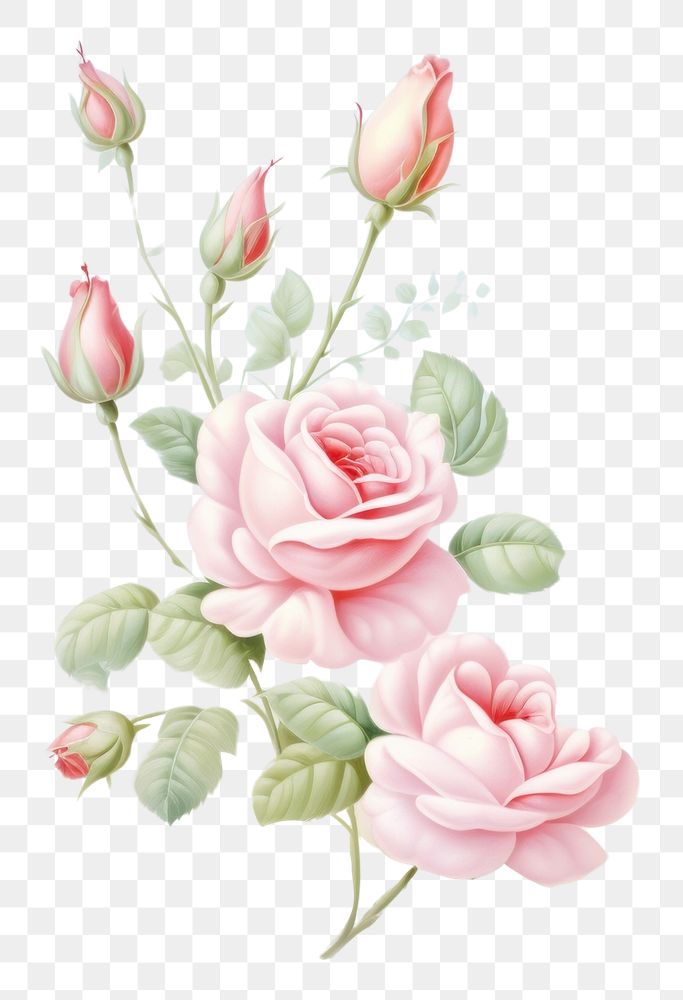 PNG Painting of roses border blossom pattern flower