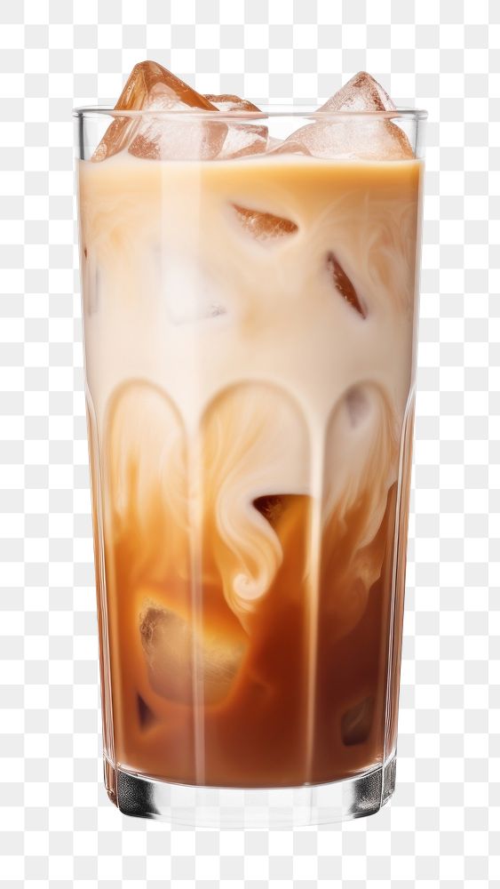 PNG Iced cafe latte drink coffee glass. AI generated Image by rawpixel.