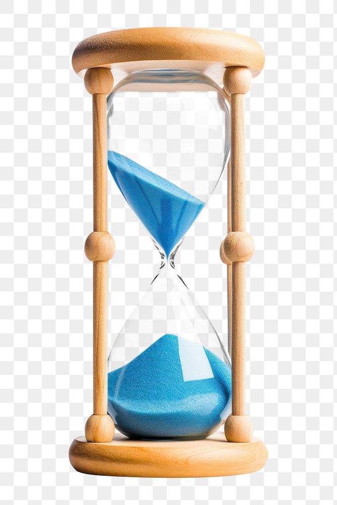 PNG Wooden hourglass blue wood white background. AI generated Image by rawpixel.