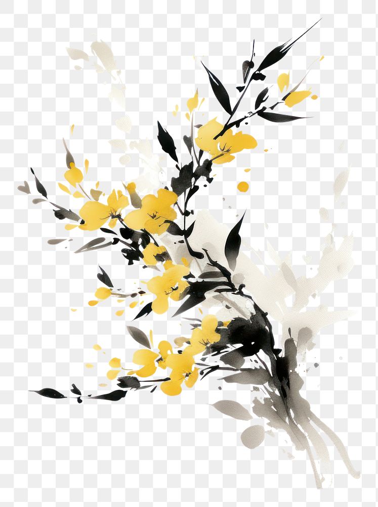 PNG Osmanthus flower painting yellow plant