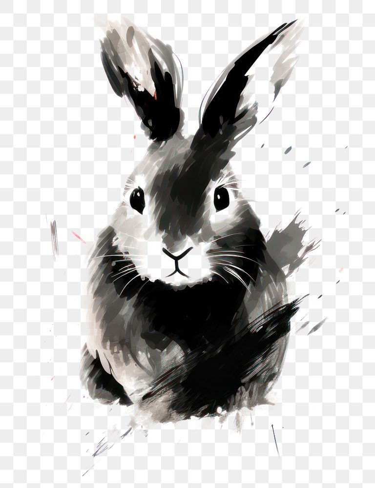 PNG Rabbit chinese zodiac mammal animal white background. AI generated Image by rawpixel.