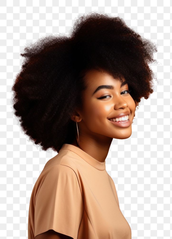 PNG  African american girl portrait smiling adult. AI generated Image by rawpixel.