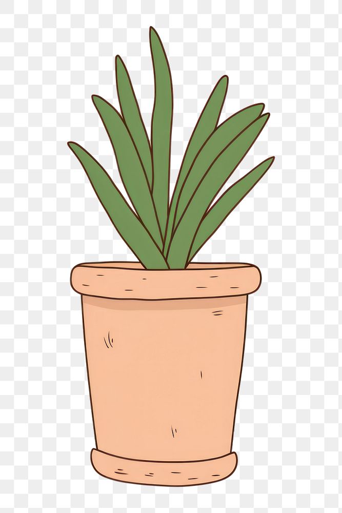 PNG Plants pot cartoon leaf line. AI generated Image by rawpixel.