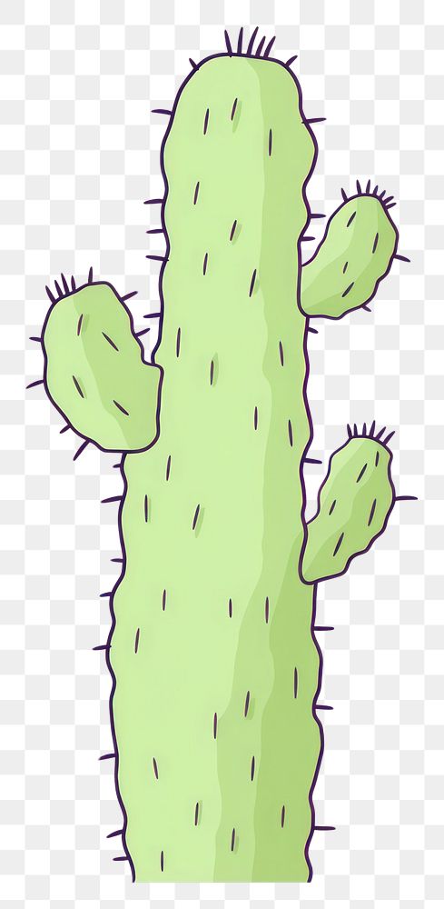 PNG Cactus cartoon plant line. AI generated Image by rawpixel.