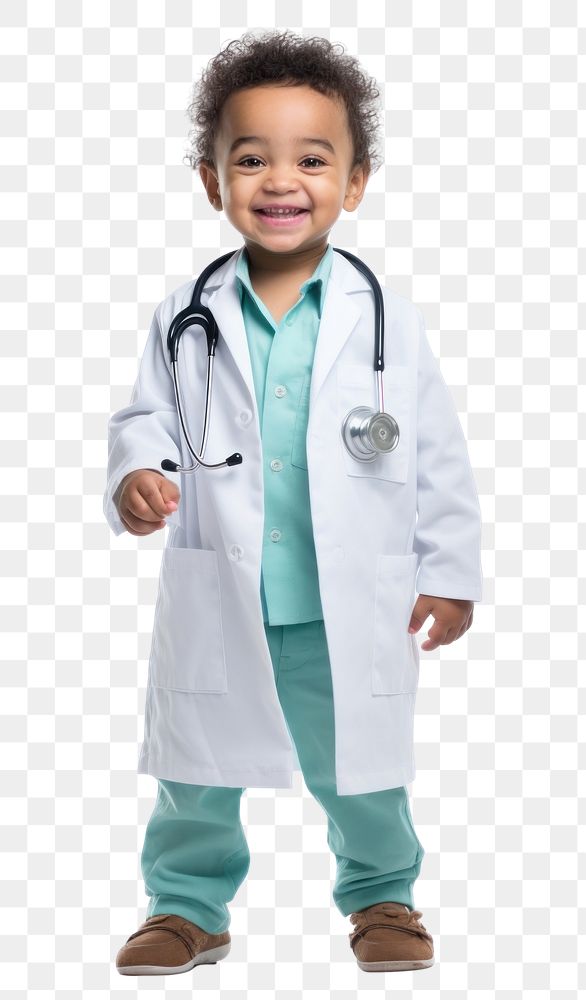 PNG  Baby playing a doctor child white background stethoscope. AI generated Image by rawpixel.