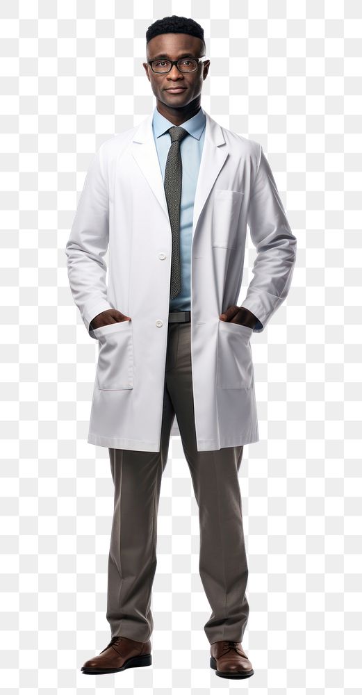 PNG  Doctor Dark Skin adult coat white background. AI generated Image by rawpixel.