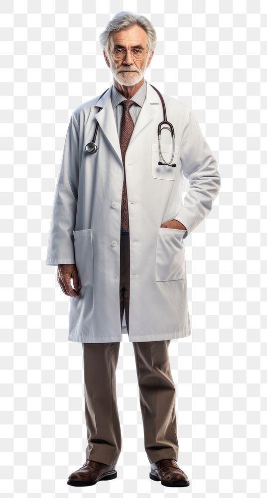 PNG  Doctor senior man doctor adult white background. AI generated Image by rawpixel.