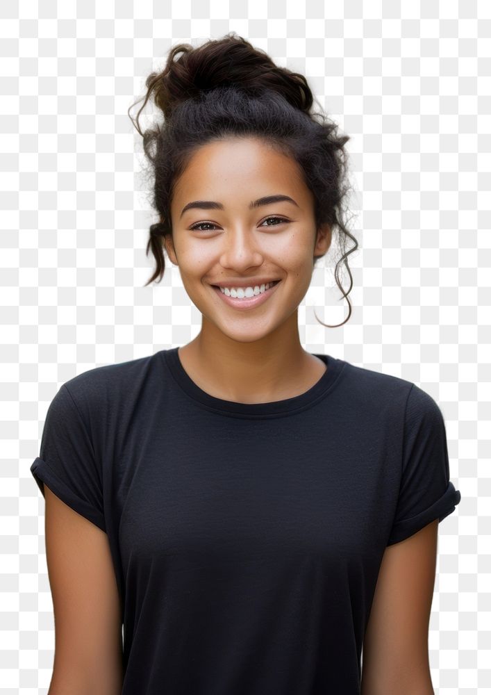 PNG A girl with bun hair smile happy architecture. AI generated Image by rawpixel.