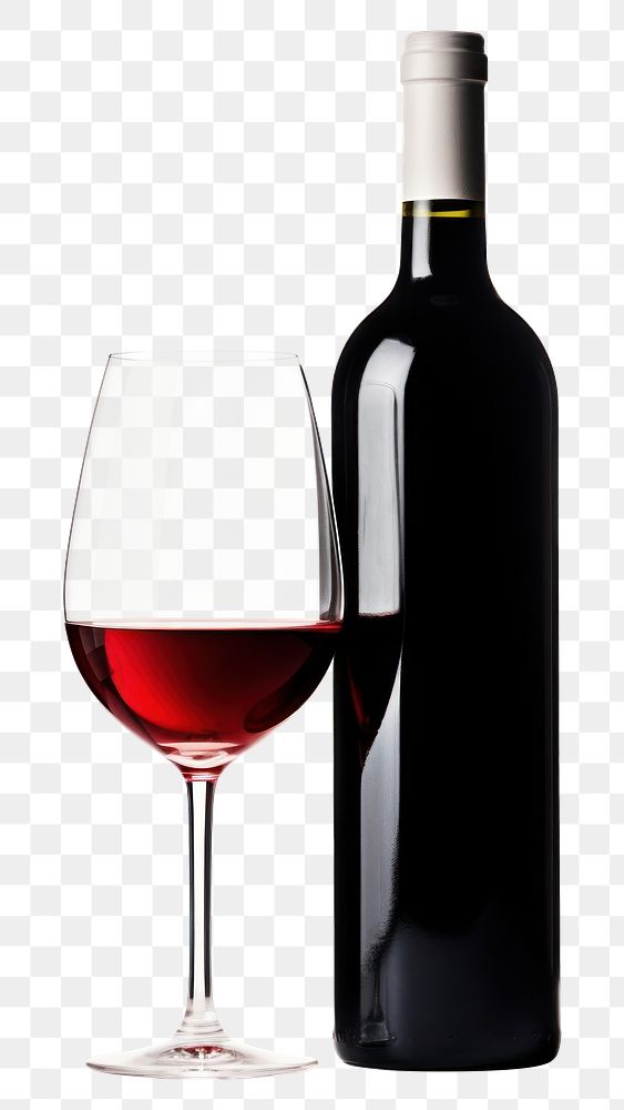PNG Red wine bottle glass drink white background. AI generated Image by rawpixel.