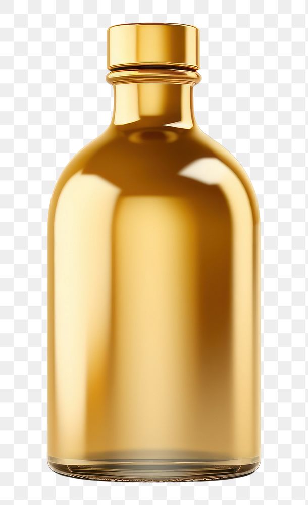 PNG Bottle glass gold white background. AI generated Image by rawpixel.